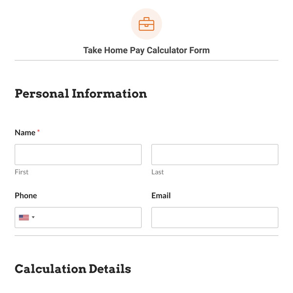 Take Home Pay Calculator Form Template