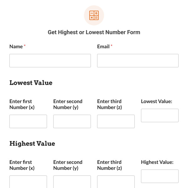 Get Highest or Lowest Number Form Template