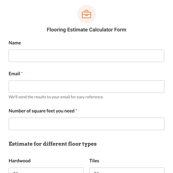 Flooring Estimate Calculator Form Template