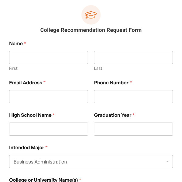 College Recommendation Request Form Template