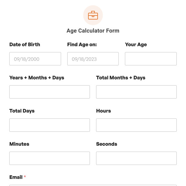 Age Calculator Form Template