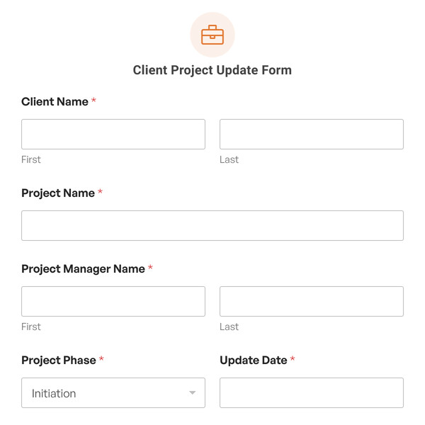 Client Project Update Form Template