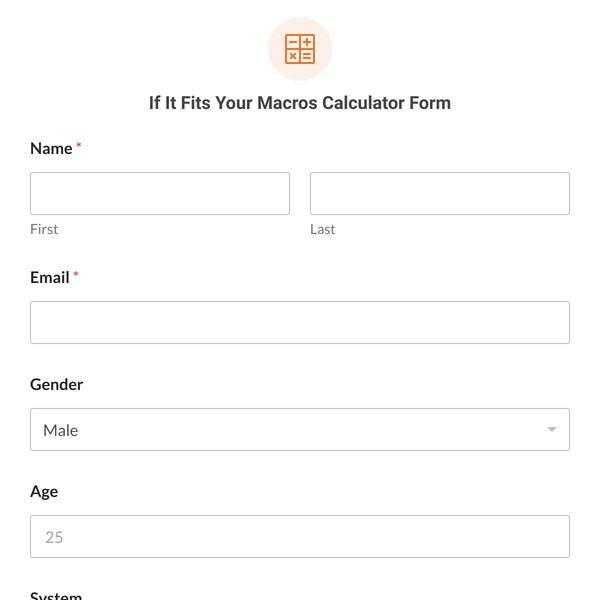 If It Fits Your Macros Calculator Form Template