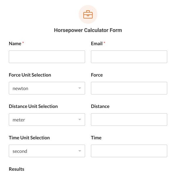 Horsepower Calculator Form Template