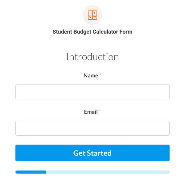 Student Budget Calculator Form Template