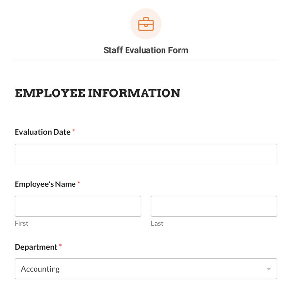 Staff Evaluation Form Template