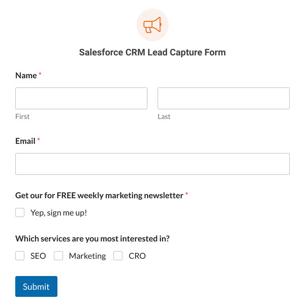 Salesforce CRM Lead Capture Form Template