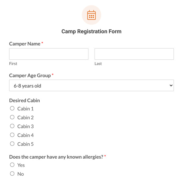 Camp Registration Form Template