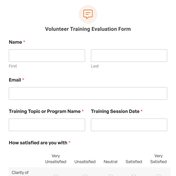 Volunteer Training Evaluation Form Template