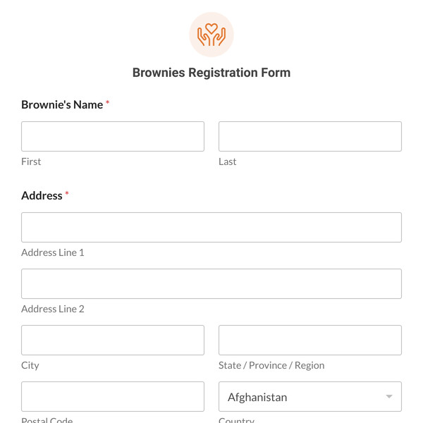 Brownies Registration Form Template