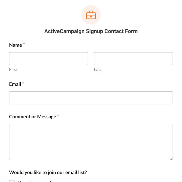 ActiveCampaign Signup Contact Form Template