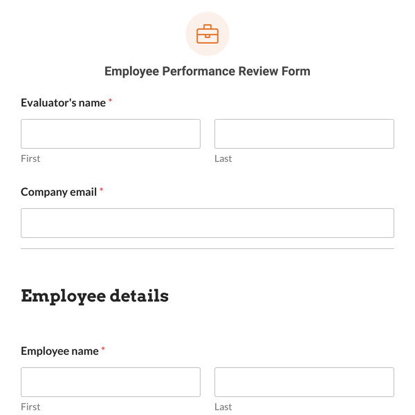 Employee Performance Review Form Template