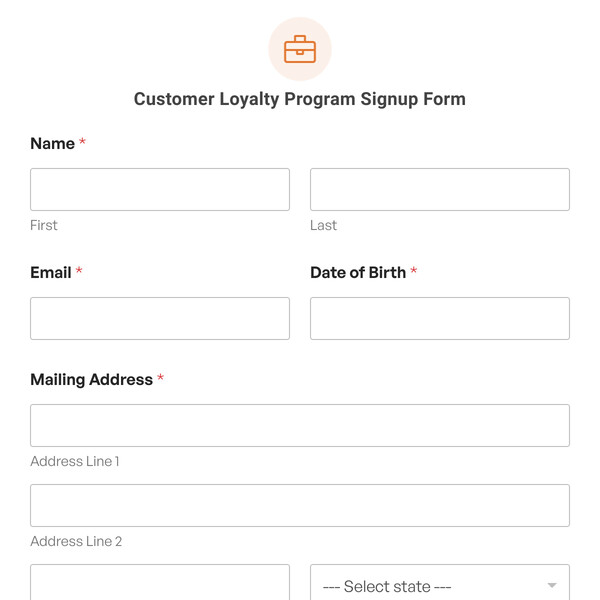 Customer Loyalty Program Signup Form Template