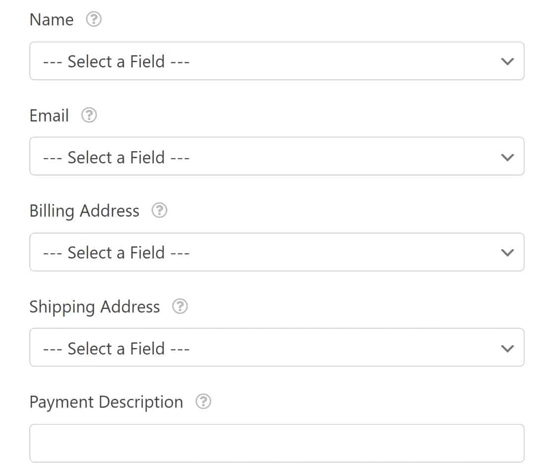 PayPal field settings