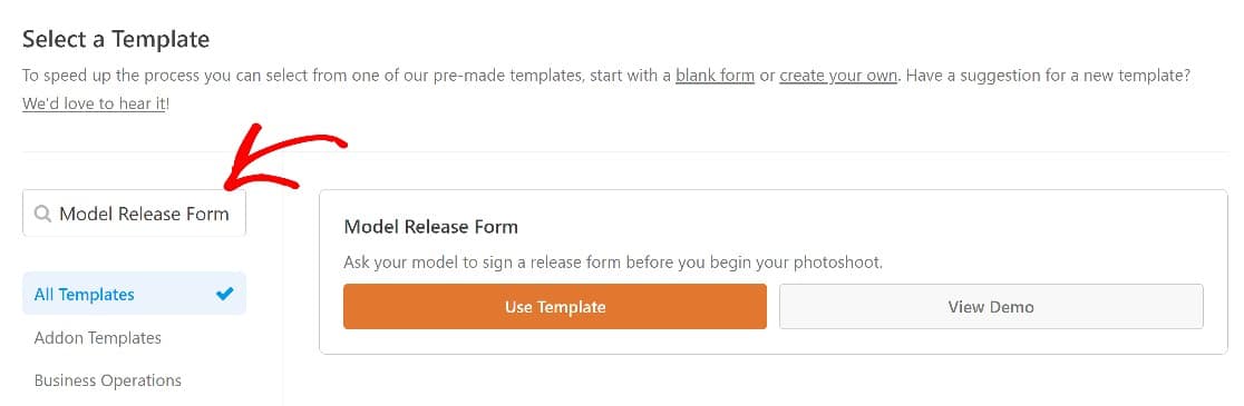 select form model release form