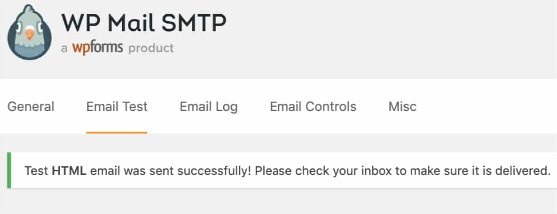 success message smtp