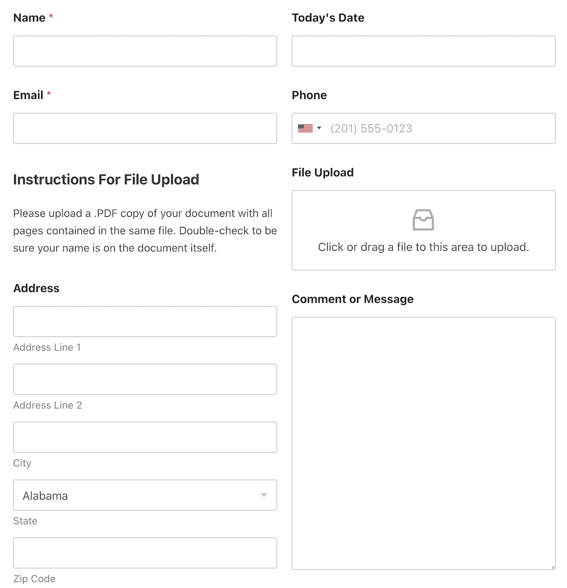 A 2-column form in WPForms