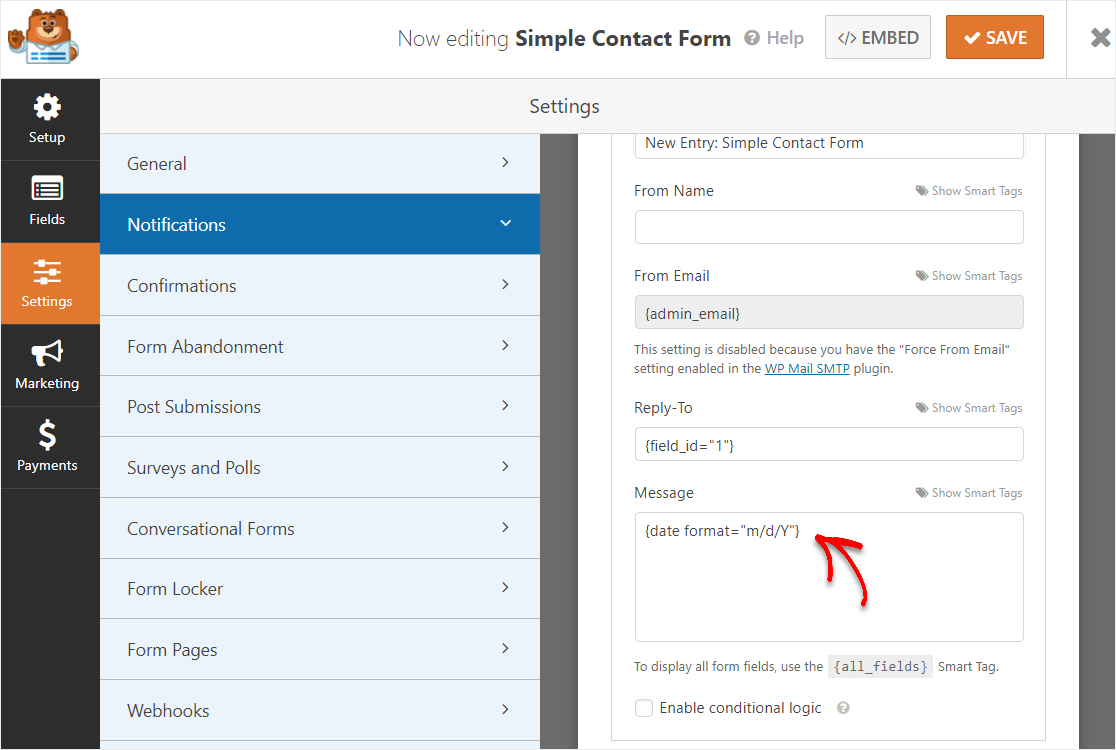 add date smart tag for wordpress date/time picker