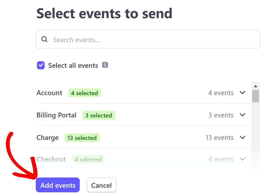 Stripe add events