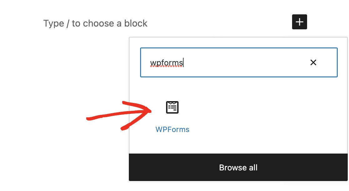 Adding a WPForms block to a page