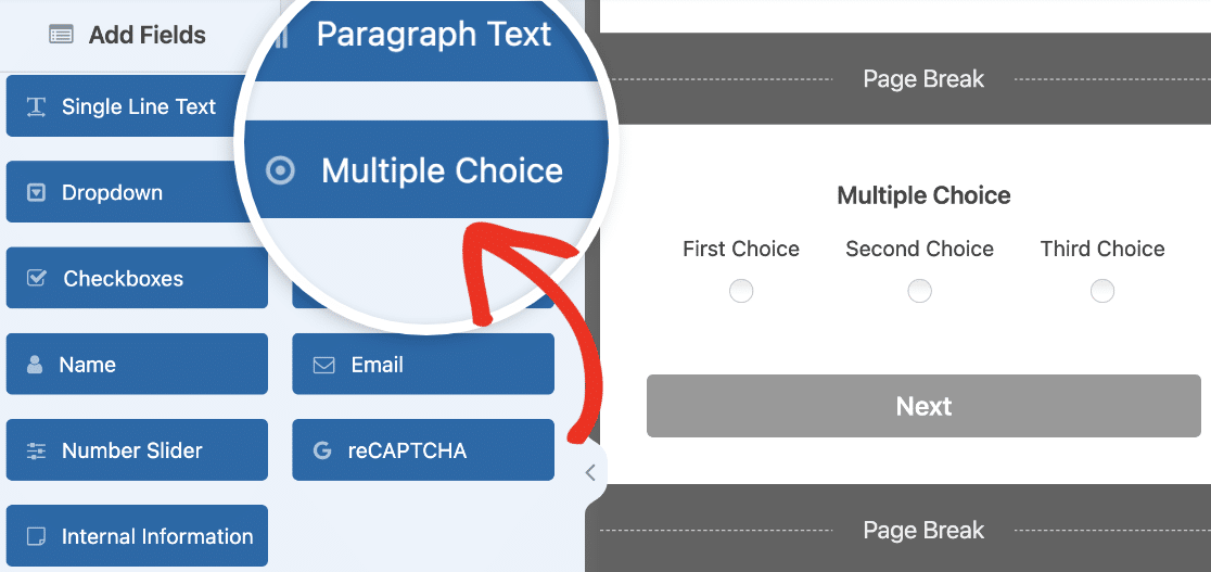 Adding multiple choice field