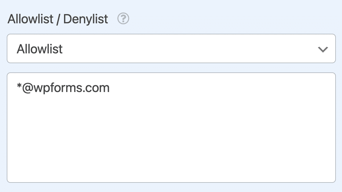 Creating an allowlist in WPForms