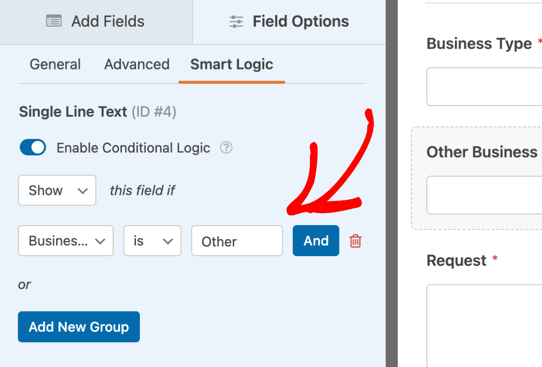 Basic conditional logic example