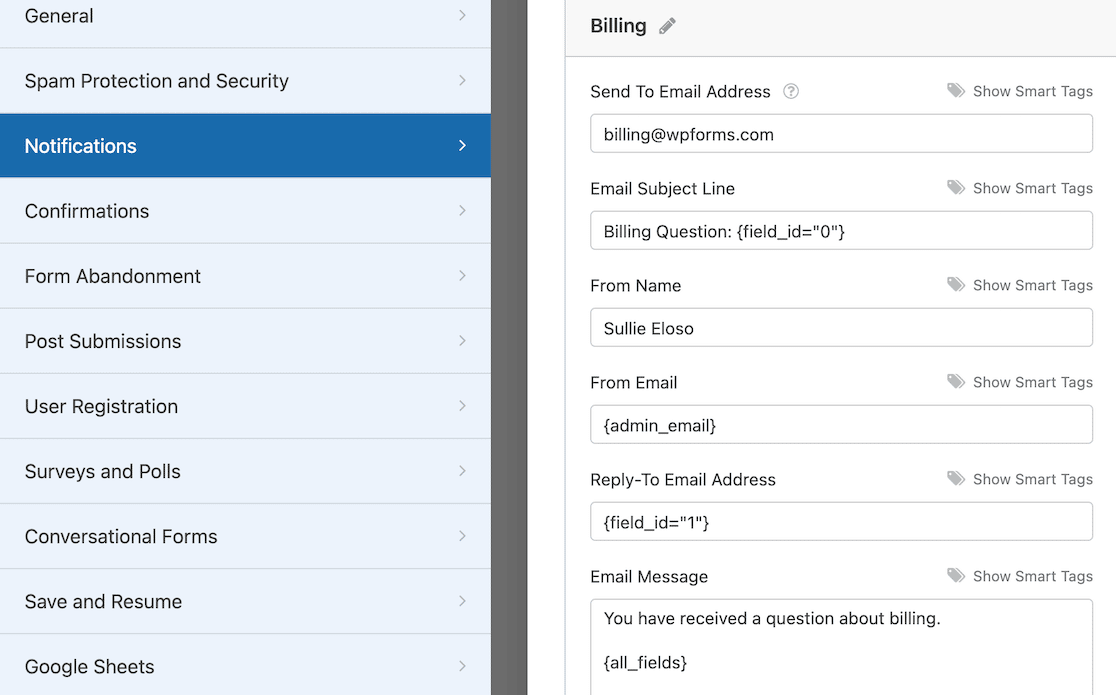 billing notification setup