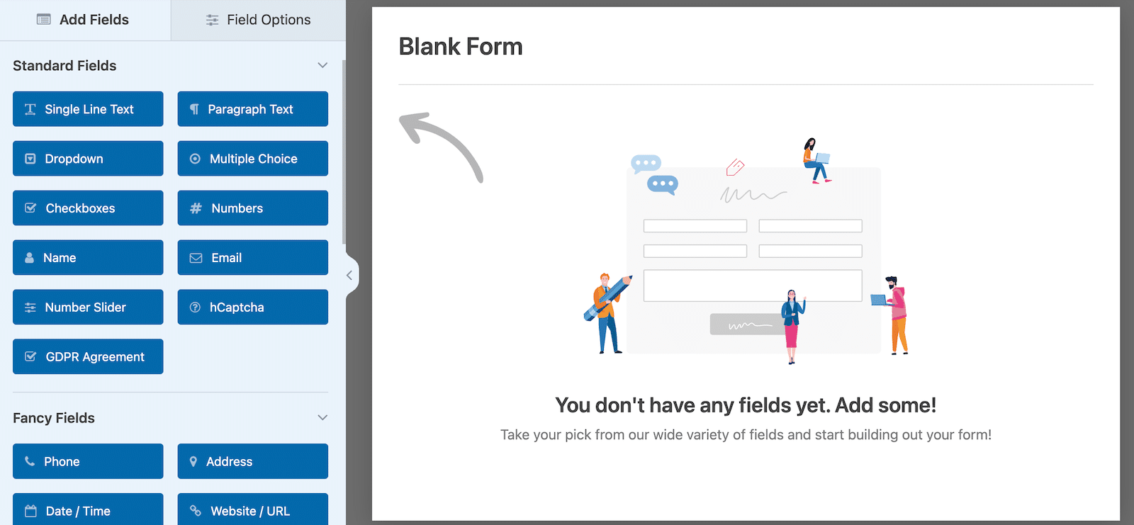 A blank form gives you plenty of space to get creative with your form