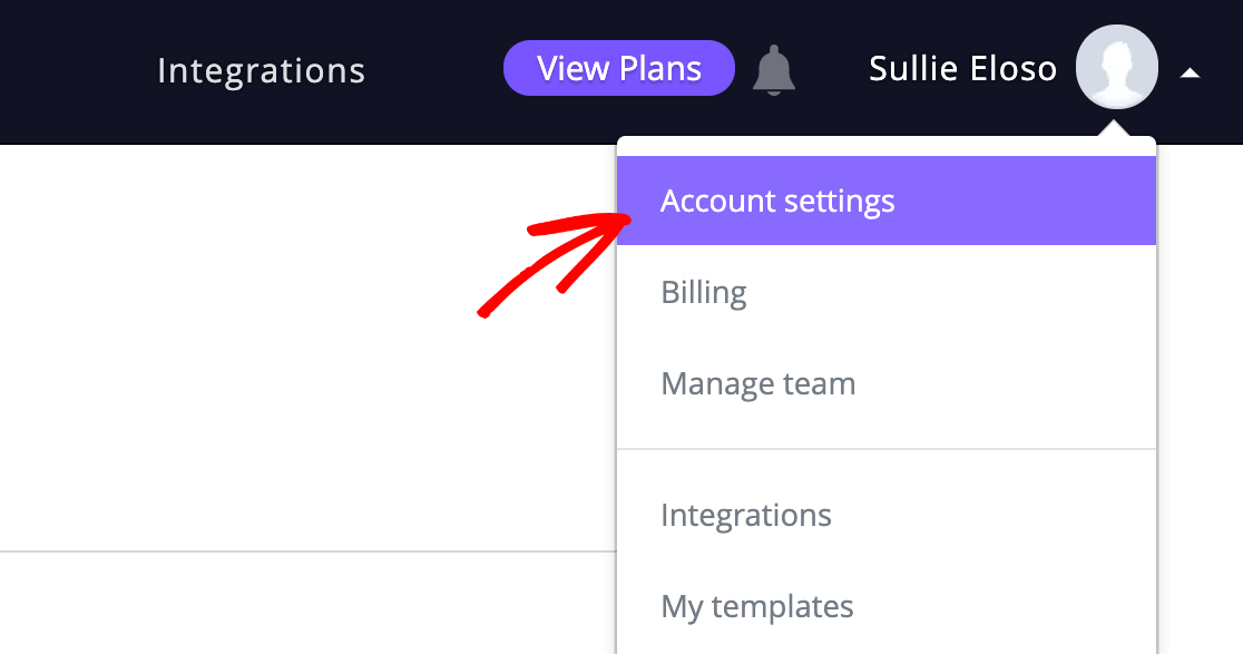 Opening the Campaign Monitor account settings