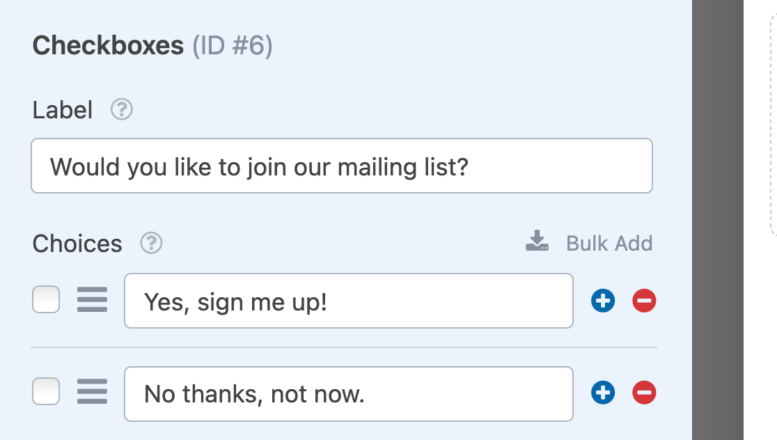 Adding choices to a conditional Checkboxes field