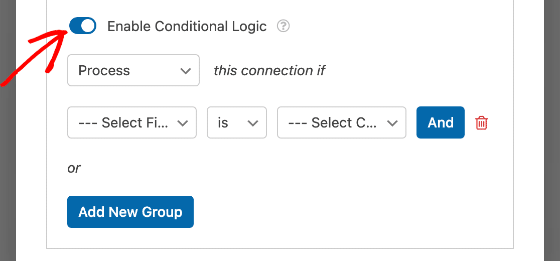 Enabling conditional logic for a Campaign Monitor connection