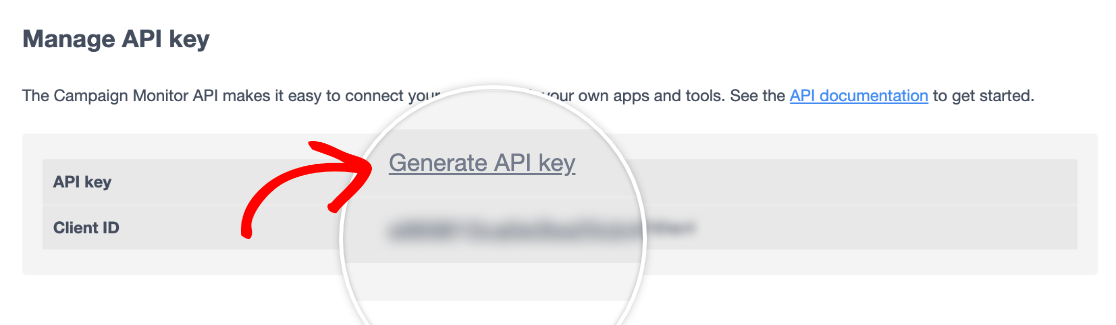 Generating an API Key in Campaign Monitor