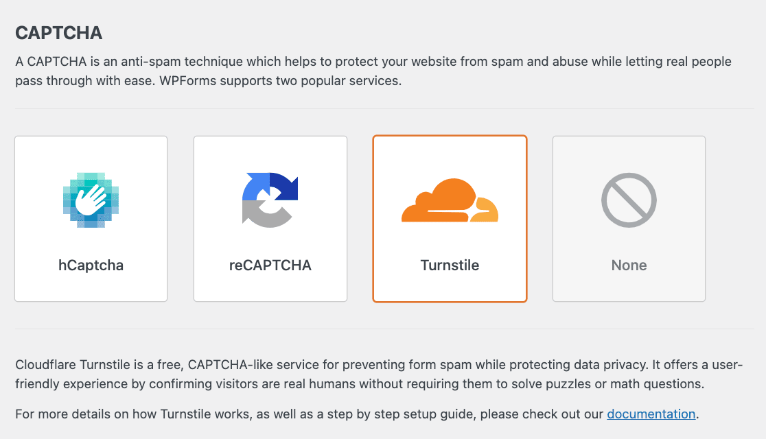 WPForms Captcha settings