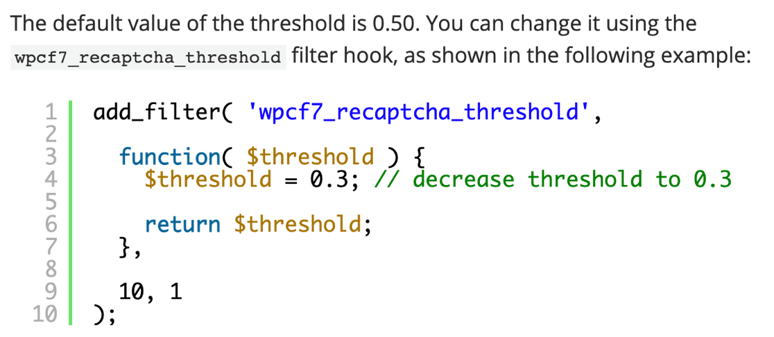 Contact Form 7 reCAPTCHA code