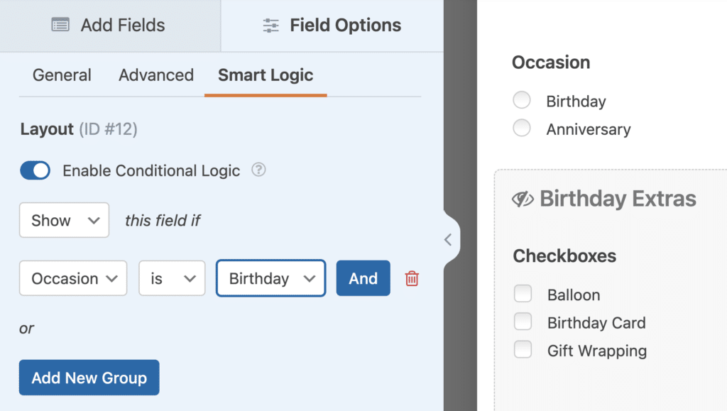 Conditional Logic on the Layout Field