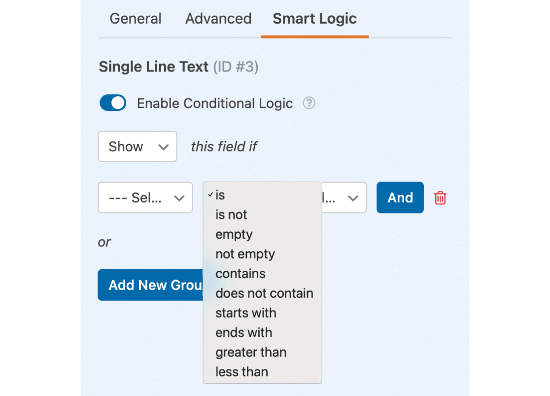 Conditional logic options in WPForms