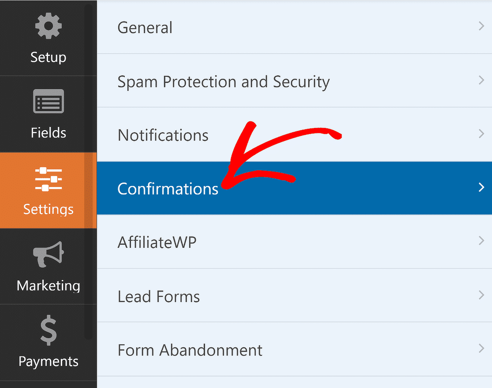 confirmation settings