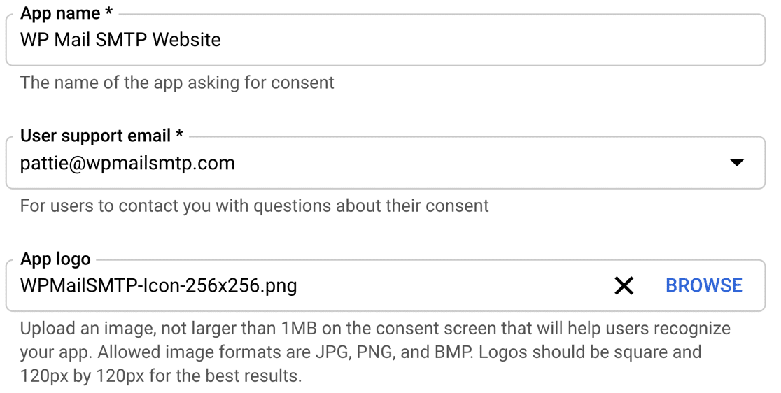 Consent screen settings in Google Cloud