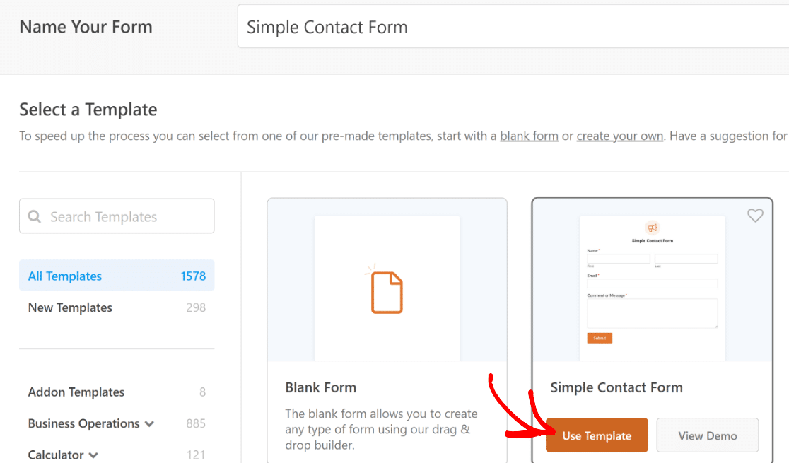 Contact form template