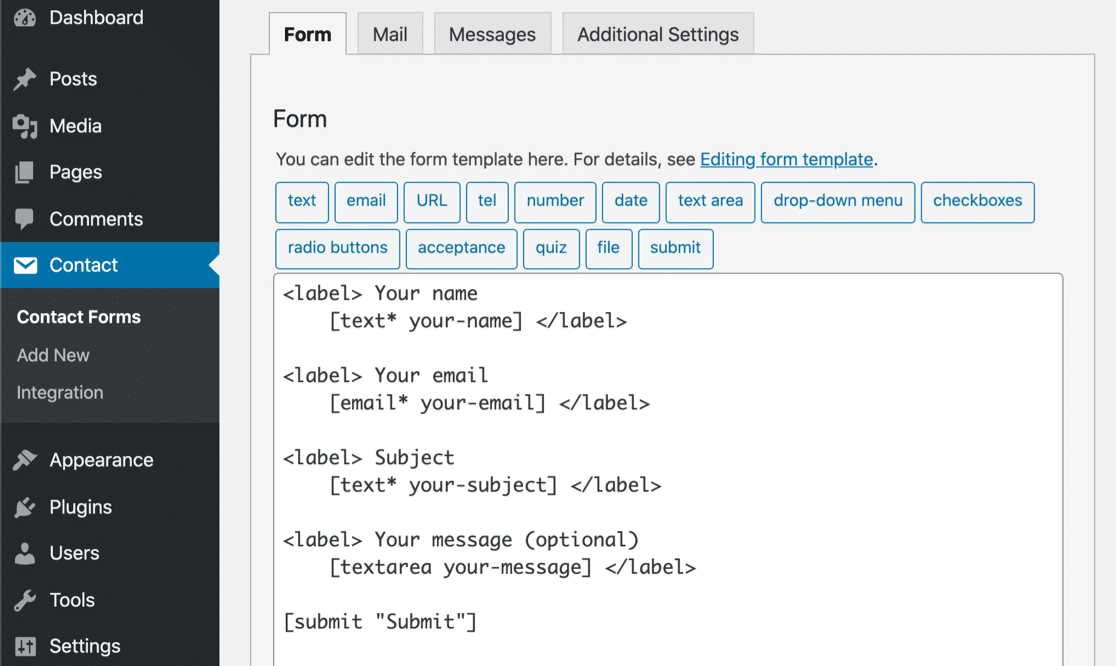 Default contact form CF7