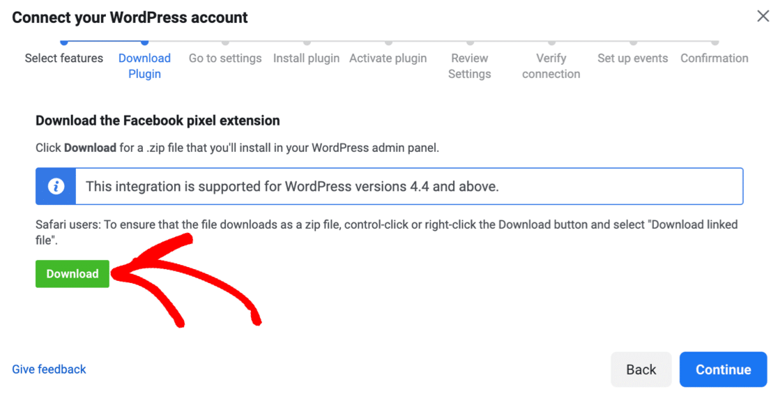 Download the Facebook Pixel WordPress plugin