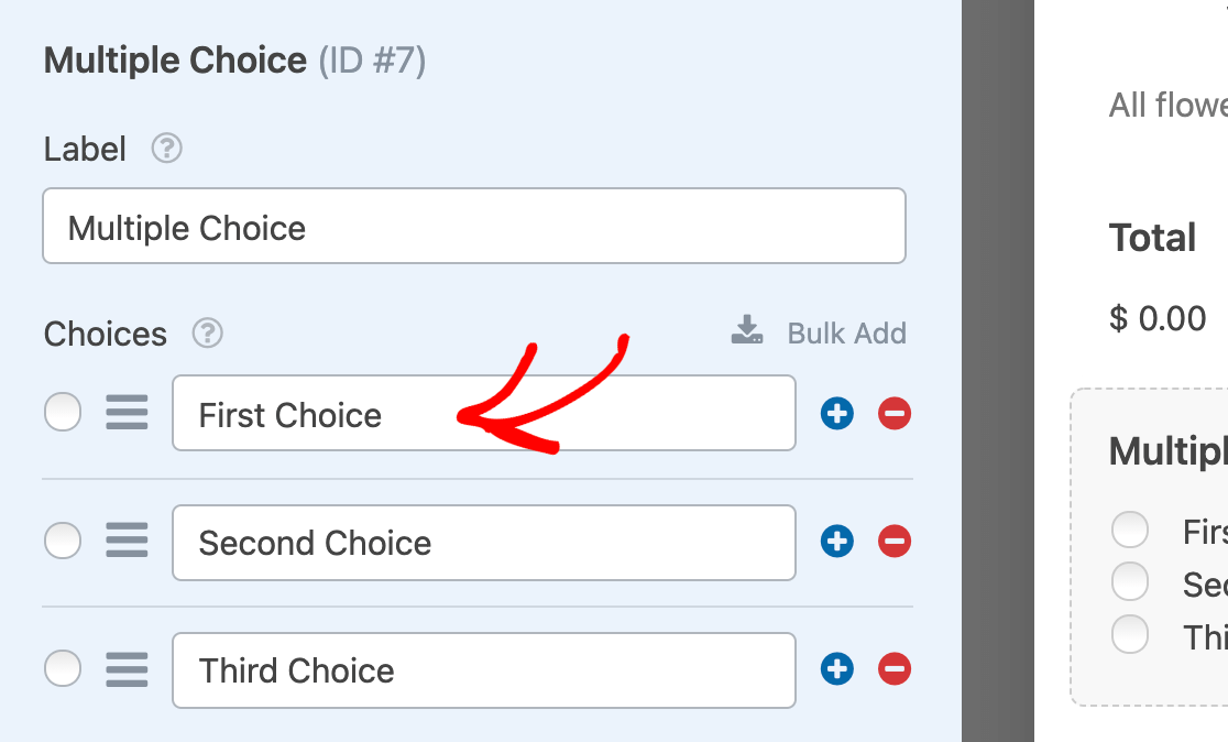 Editing the options for a Multiple Choice field