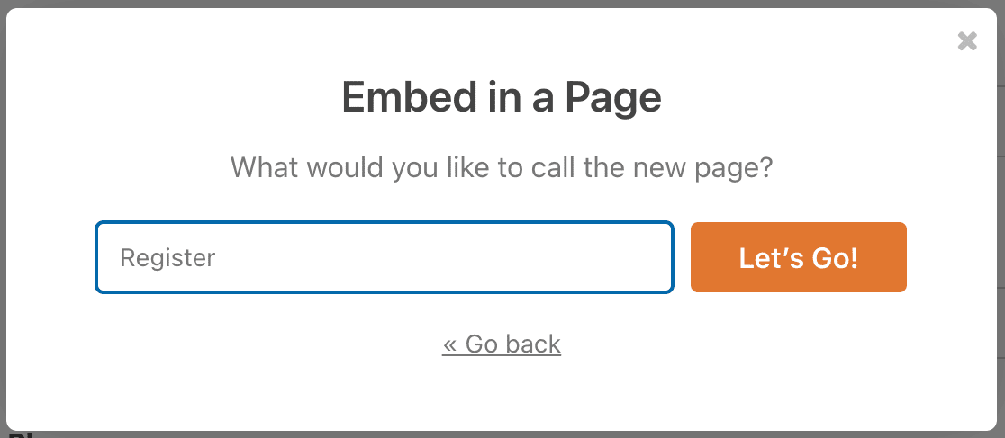 Naming a new page for your user registration form