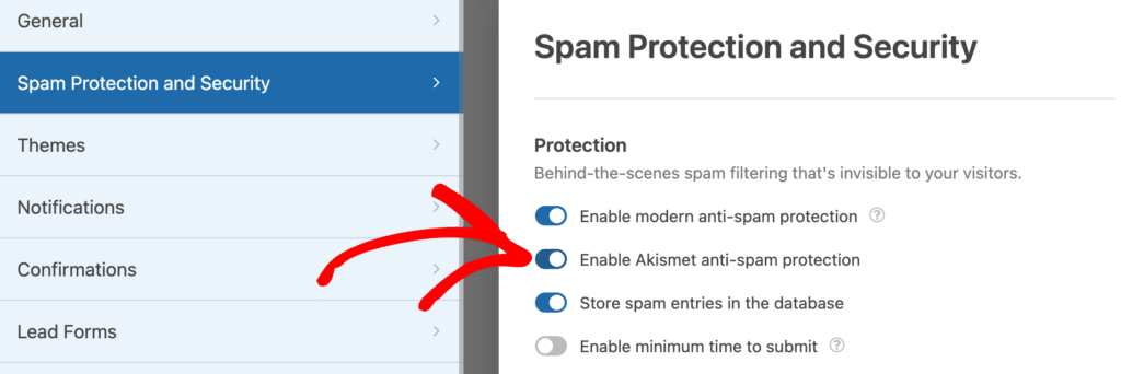 Enable Akismet in WPForms