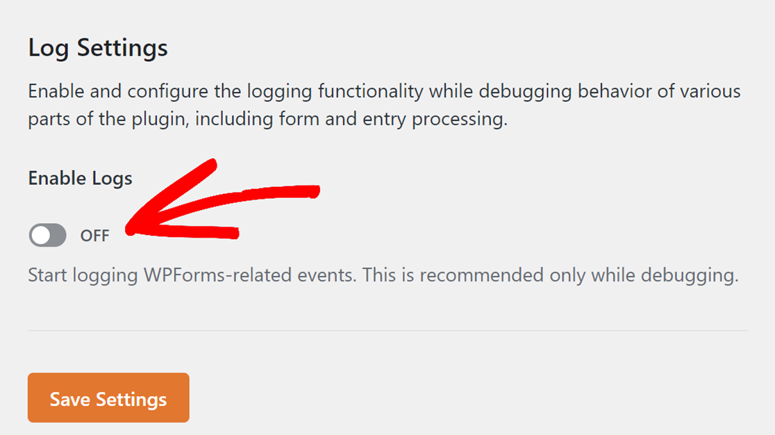 Enable Logs in WPForms