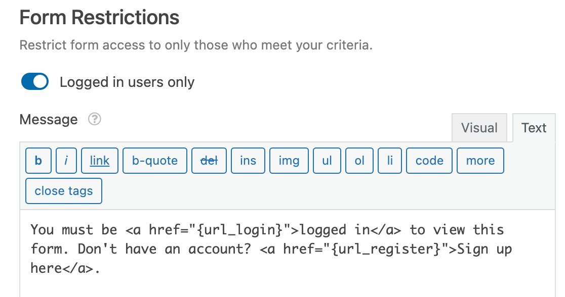 Enabling form restriction with the Form Locker addon