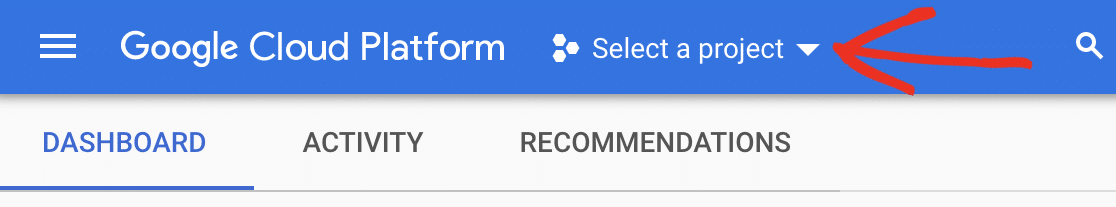 google cloud platform select a project