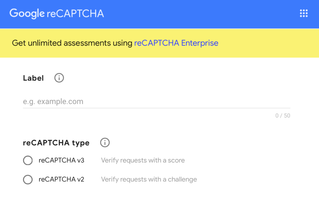 Editing reCAPTCHA settings