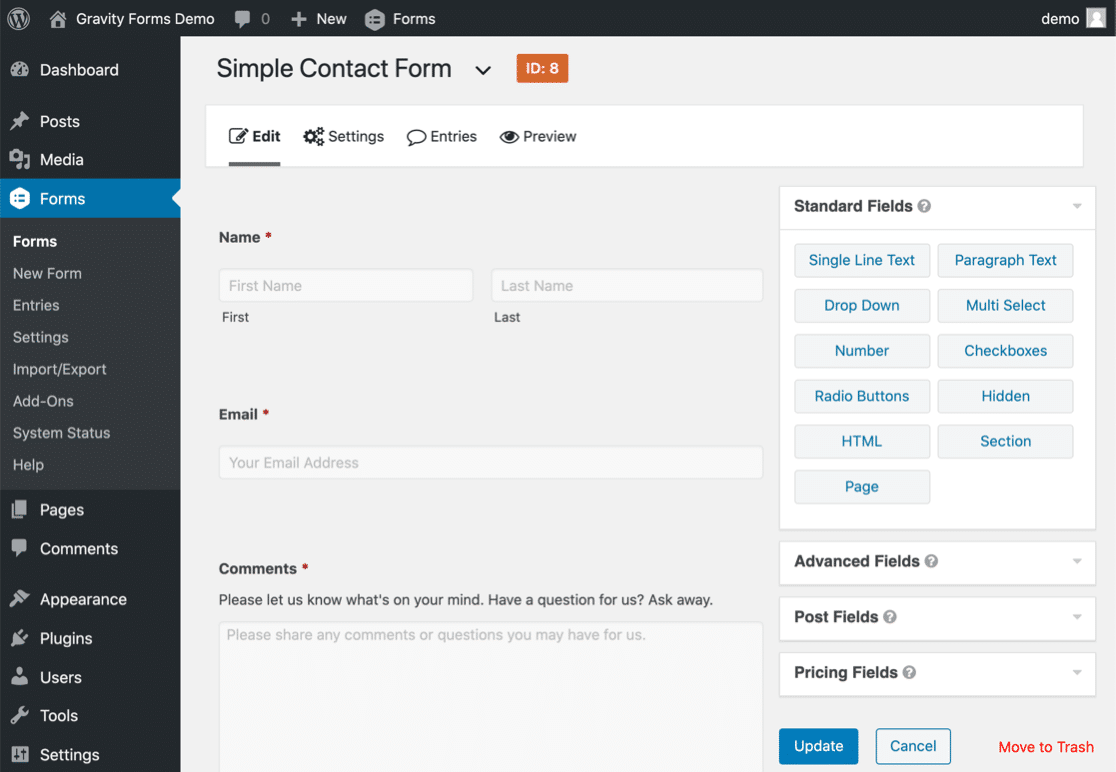 Gravity Forms vs Contact Form 7 interface